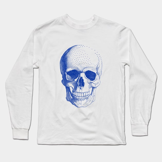 Blue human skull Long Sleeve T-Shirt by beakraus